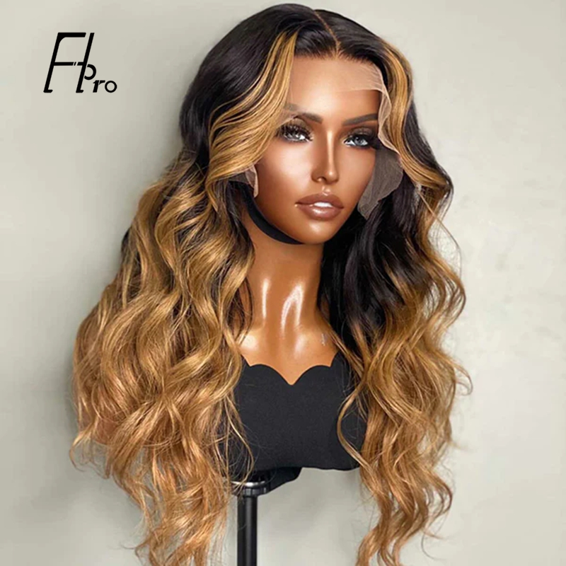 1B/27 Ombre Full Lace Wig Body Wave Honey Blonde Color with Dark Roots